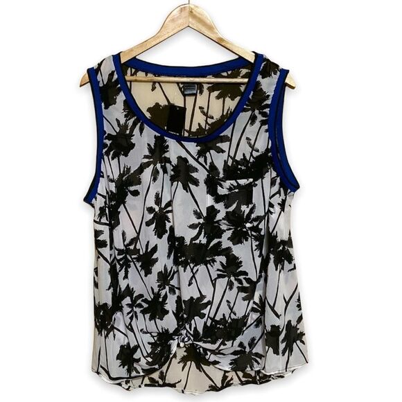 𝅺women’s Torrid Georgette sheer tank top palm trees chiffon summer Size 2x - Picture 2 of 6